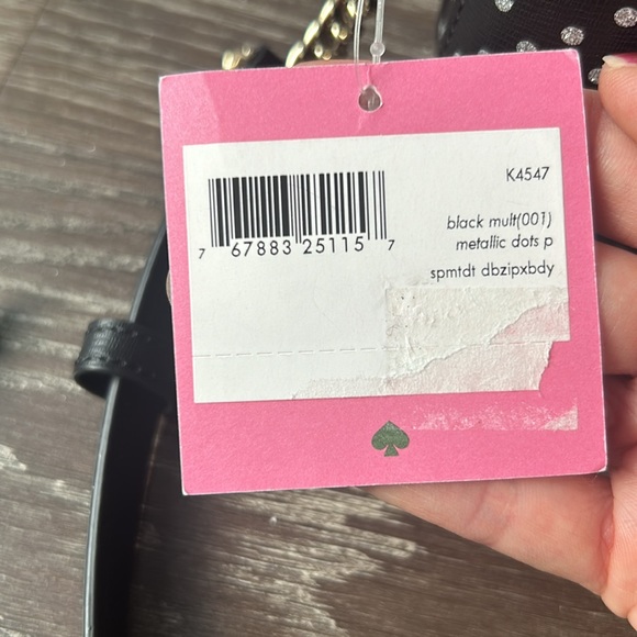 Kate Spade black with Metallic Polka Dot Double Zip Crossbody bag - Picture 3 of 7